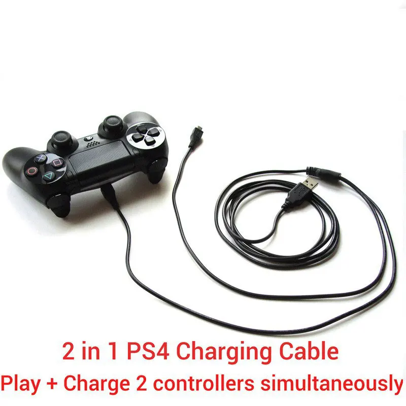 100PCS 3M 2in1 USB CHARGER CABLE FOR PS4 DUALSHOCK 4 WIRELESS