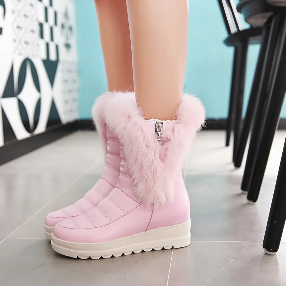 Оригинальное предназначение; женские зимние сапоги до середины икры; зимние сапоги с круглым носком; элегантная теплая обувь; Цвет черный, белый, розовый; женская обувь; американские размеры 4-10,5