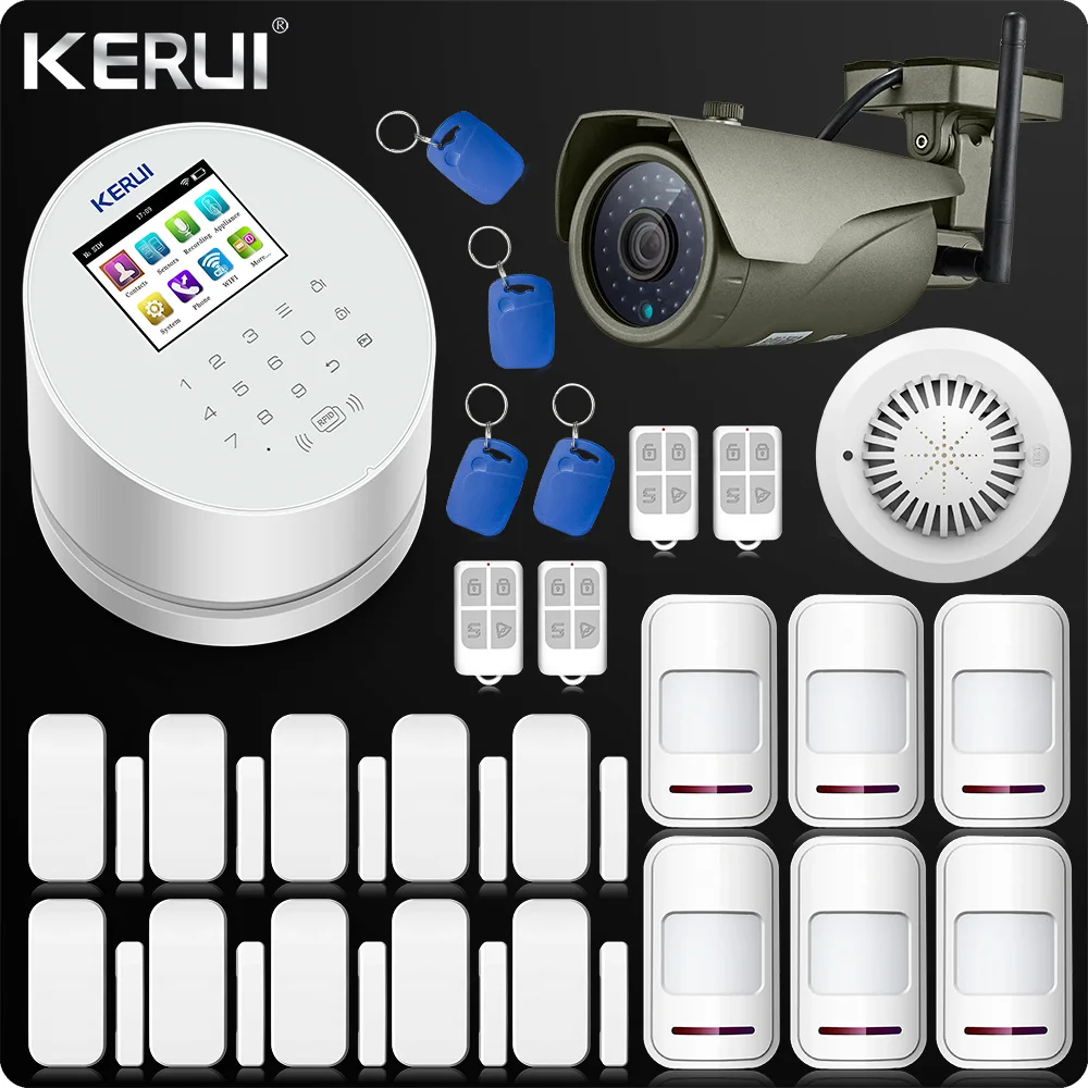 KERUI W2 Wifi GSM PSTN Telephone Landline Home Alarm APP ISO 433MHz TFT Golor Screen RFID Disarm Arm Security Kit KERUI W2 Wifi GSM PSTN Telephone Landline Home Alarm APP ISO 433MHz TFT Golor Screen RFID Disarm Arm Security Kit