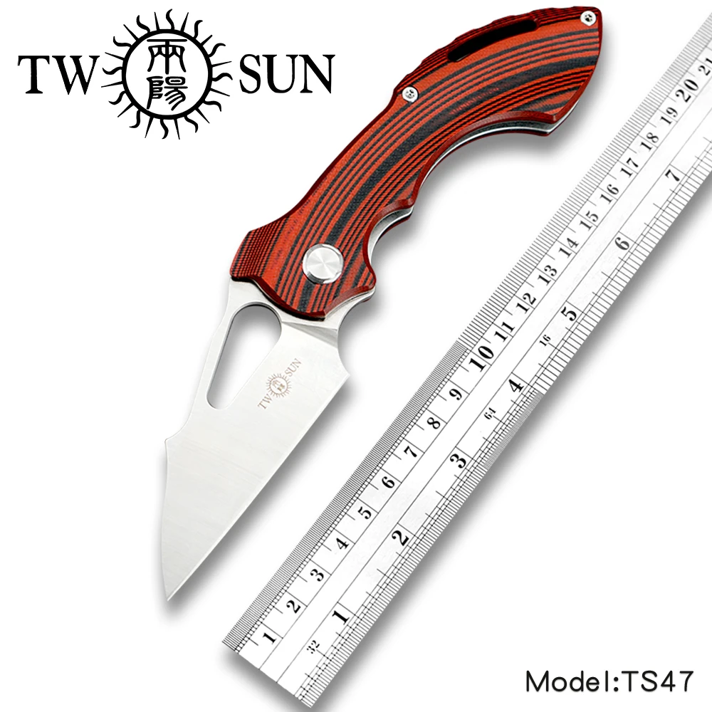

TWOSUN D2 blade Folding Pocket Knife tactical knife Survival knives camping outdoor EDC ball Bearings Fast Open G10 Handle TS47