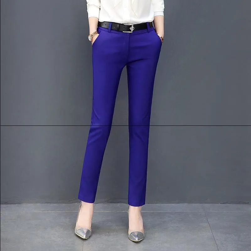 Women Slim Elastic 95% Cotton pencil pants Autumn Casual office wear Elegant Business leggings Female trousers Suit pants