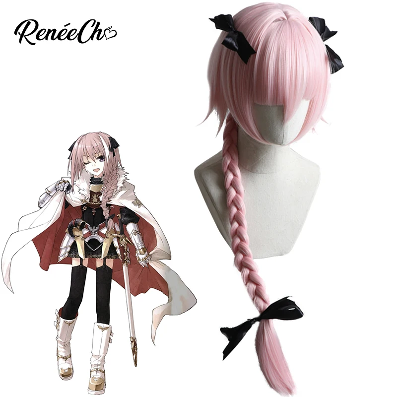 Reneecho Fate Apocrypha Cosplay Парик Аниме Astolfo Розовый Длинный розовый прямой синтетический