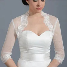 1950-х элегантный свадебный болеро куртка женщина белый горошек Тюль Кружева Аппликации короткий Свадебный жакет Половина рукава