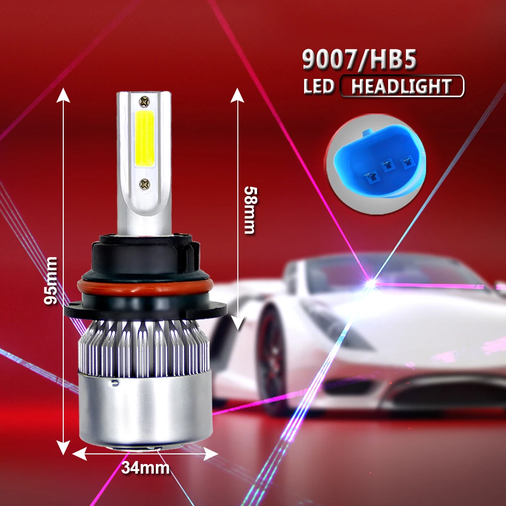 C6 автомобильных светодиодных фар светильник s лампочки H7 светодиодный H4 9003 HB2 H11 светодиодный H1 H3 H8 H9 880 9005 9006 H13 9004 9007 Авто головного средства ухода за кожей Шеи светильник s 12V светодиодный светильник