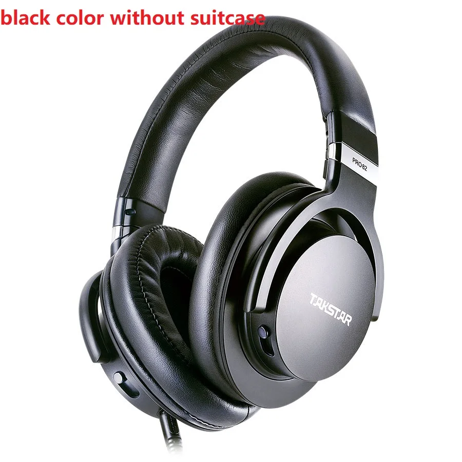 black no retail box Оригинальные Takstar PRO 82/PRO82 профессиональные мониторные наушники, Hi-Fi гарнитура для стереонаушников, ПК, записи, K song game, бас, регулируемые - Цвет: black no retail box