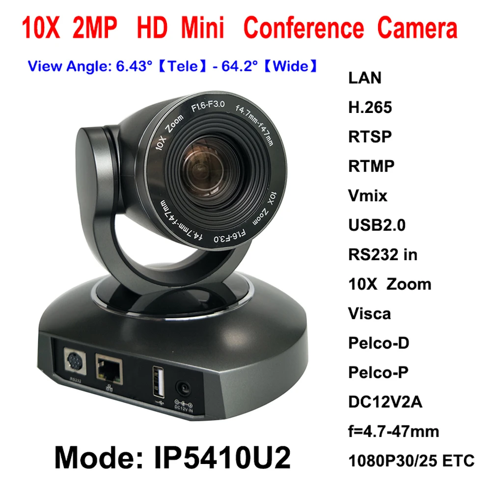 Digital 30fps 1080P IP Video Streaming USB2.0 Conference PTZ Camera for