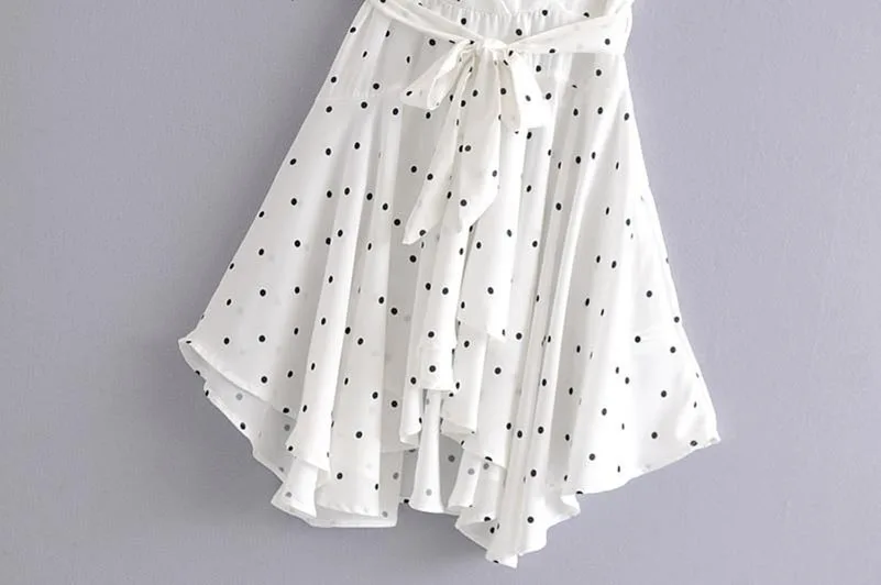 NiceMix Vintage Sexy Polka Dot Sashes Strap Mini Jumpsuits Womenn 2019 V Neck Sleeveless Backless Ladies Rompers Casual Vesti