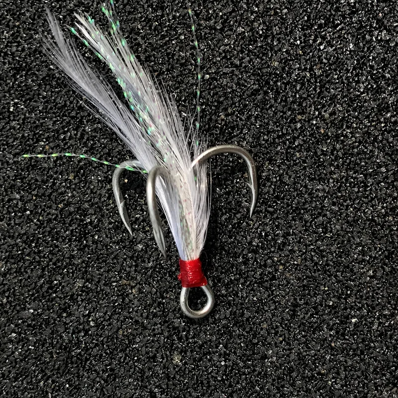

ALLBLUE 10Pcs/lot New Super Strong Tank Feathered Treble Hooks1# 2# 4# 6# 8# 10# Three Fish Fly Hooks Lure Fishing Tackle