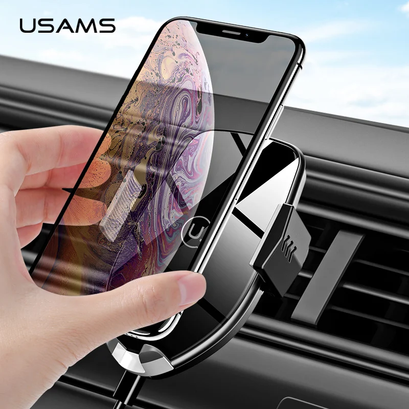 

USAMS 360 Rotation Automatic Qi Wireless Charger Car Holder Air Vent Fast Charging Pad Phone Charger for iPhone XS XR 8 Samsung