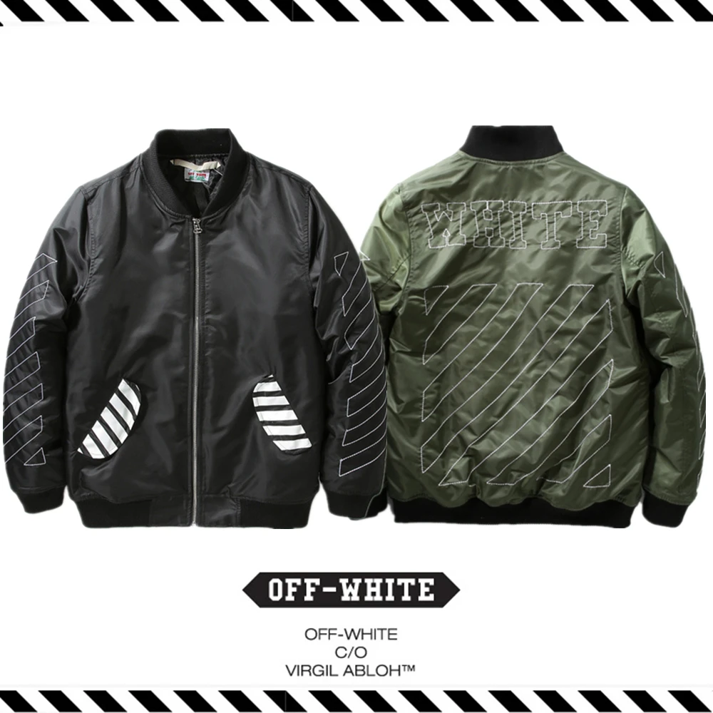 Best Version New Arrival 2016 Fall Winter Off White Thick Warm Cotton Padded Jacket Hip Hop
