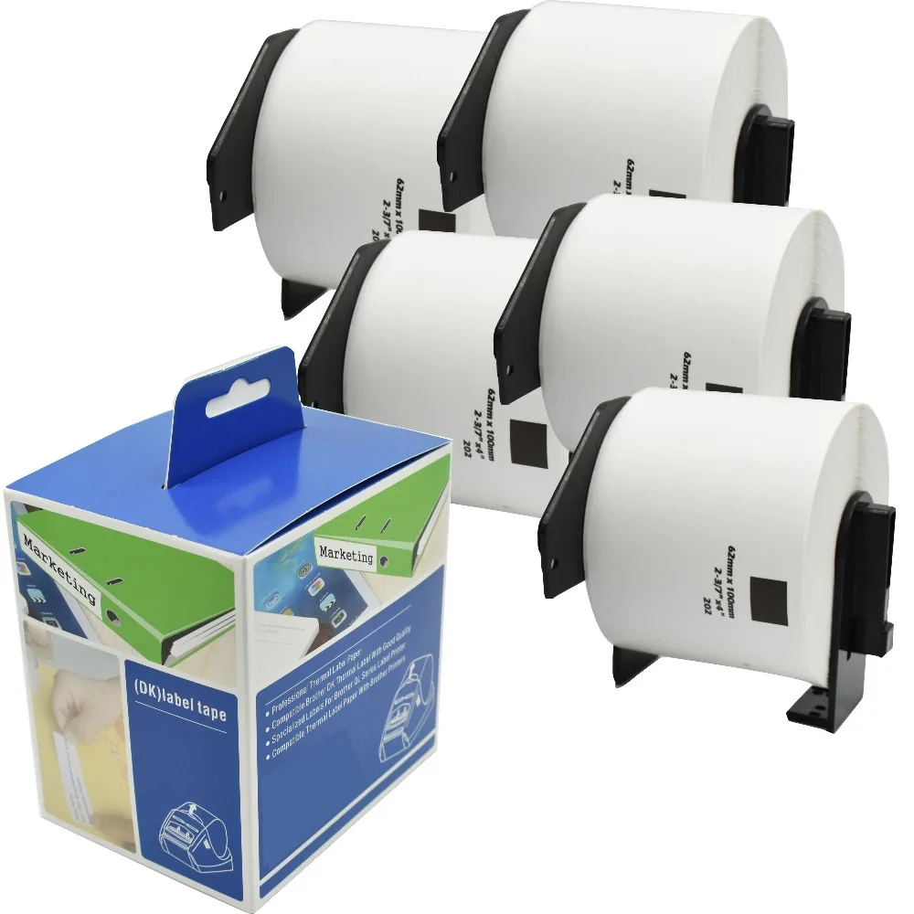 

CIDY 5Rolls DK-1202 Compatible for Brother Labels DK-11202 DK 1202 DK 202 Die-Cut Standard Address Labels for QL570 QL700