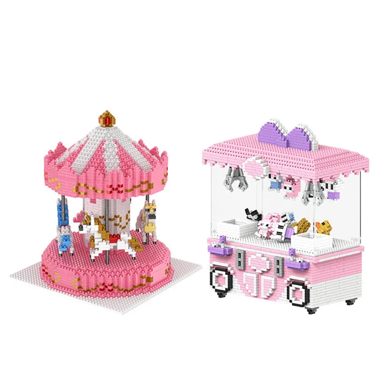 

HC Diamond Block toys building blocks bricks toys Pink Doll Machine Carousel toys for kids