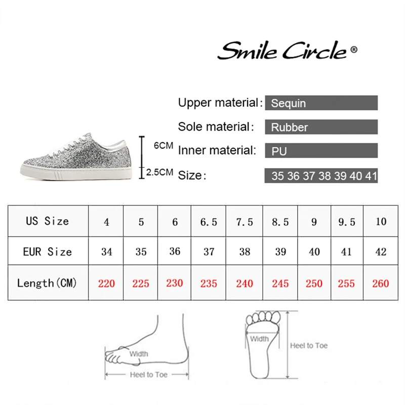Женские кроссовки со смайликом; модные женские туфли на плоской платформе с блестками; повседневная обувь на толстой подошве; Цвет серебристый, черный; Размеры 35-41