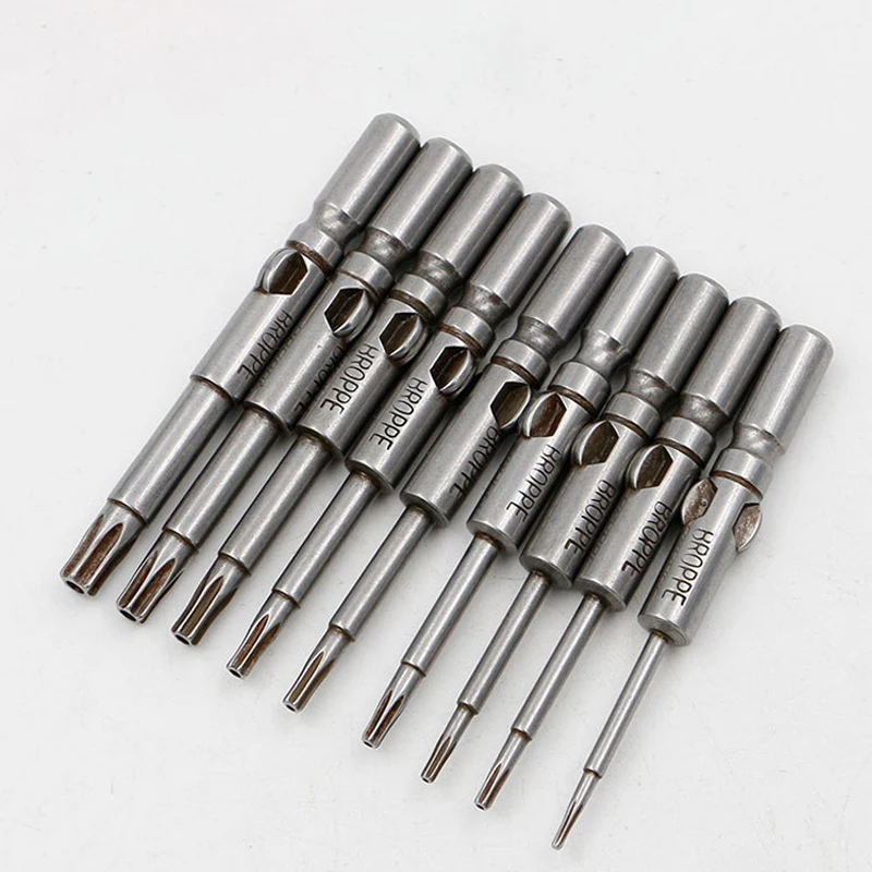9Pcs/set 6*60mm T5 T25 Torx Screwdriver Bits S2 Alloy Steel