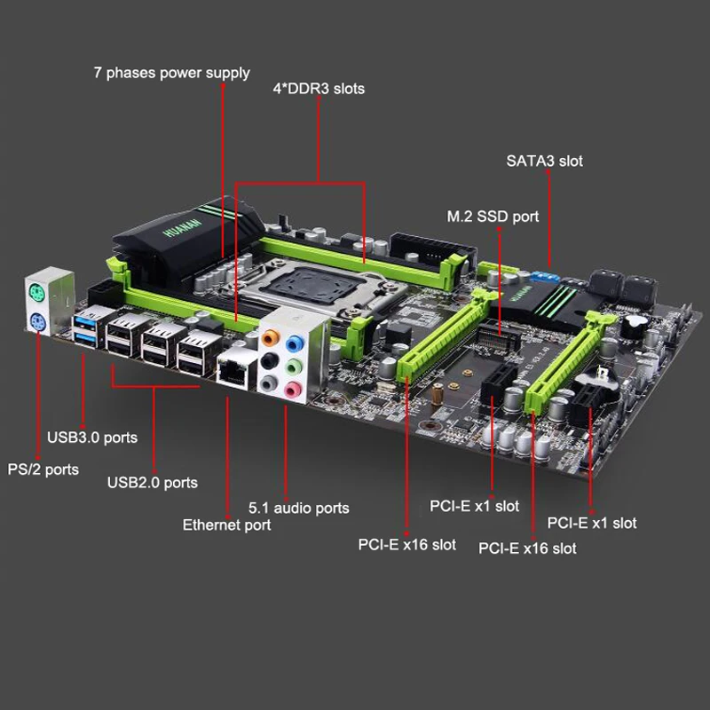 هوانان تشى X79 LGA2011 اللوحة حزمة خصم X79 اللوحة مع M.2 SSD فتحة وحدة المعالجة المركزية إنتل زيون E5 2650 V2 RAM 32G (4*8G)