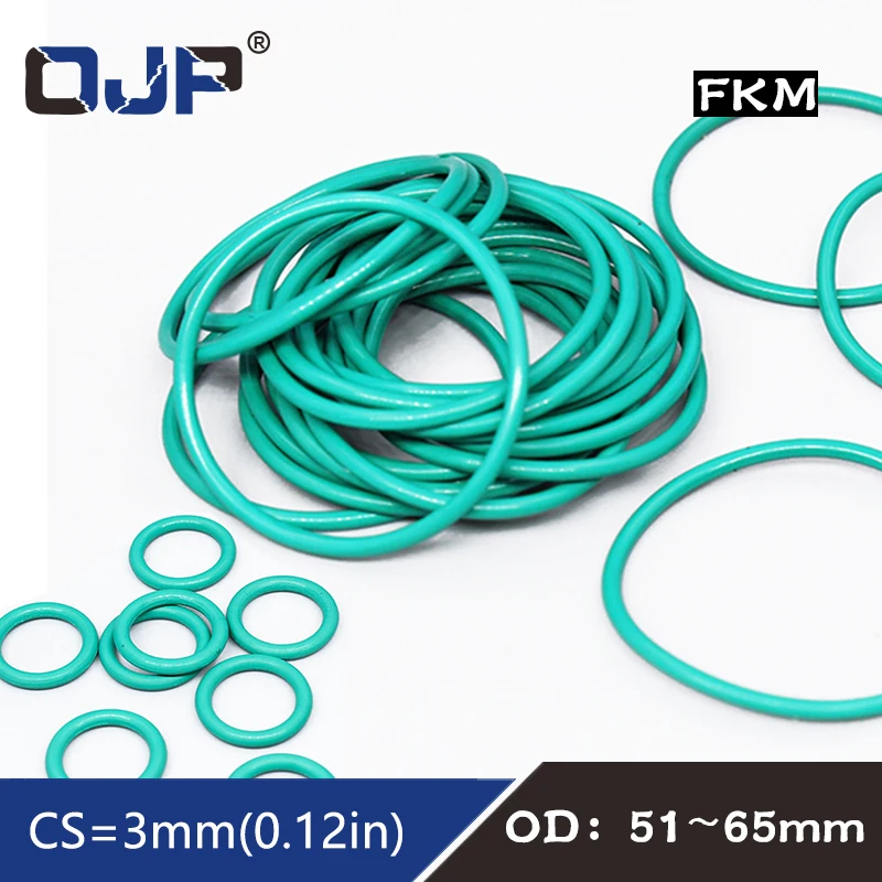 

1PC Fluorine rubber Ring Green FKM Oring Seal OD51/52/53/55/56/58/60/61/62/63/65*3mm Rubber O-Rings Seal Oil Ring Gaskets Washer