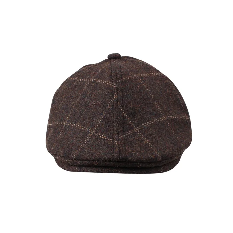 Casual Plaid Baby Beret Hat Classic Handsom Toddler Boys Caps Fashion Kids Beret Hat For Boys Spring Autumn Baby Boys Clothing (8)