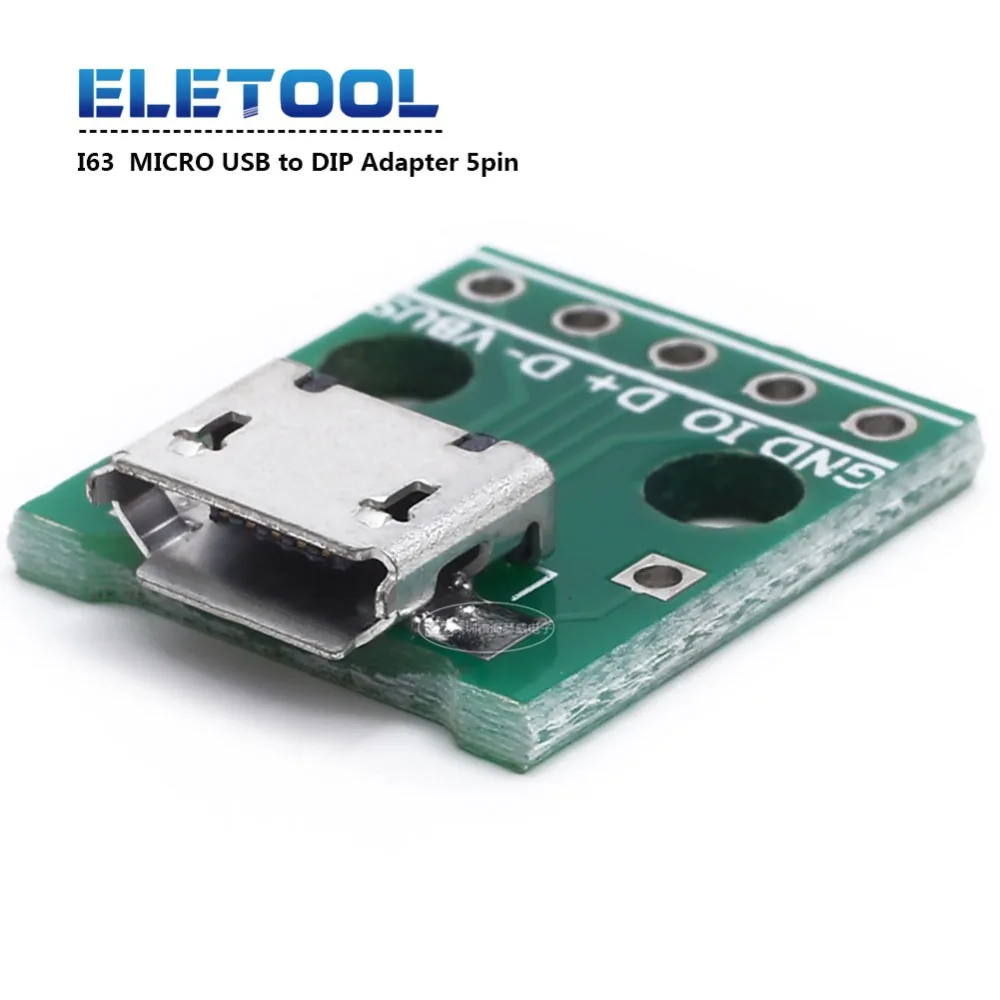 

I63 10pcs MICRO USB to DIP Adapter 5pin Female Connector B Type PCB Converter XF30