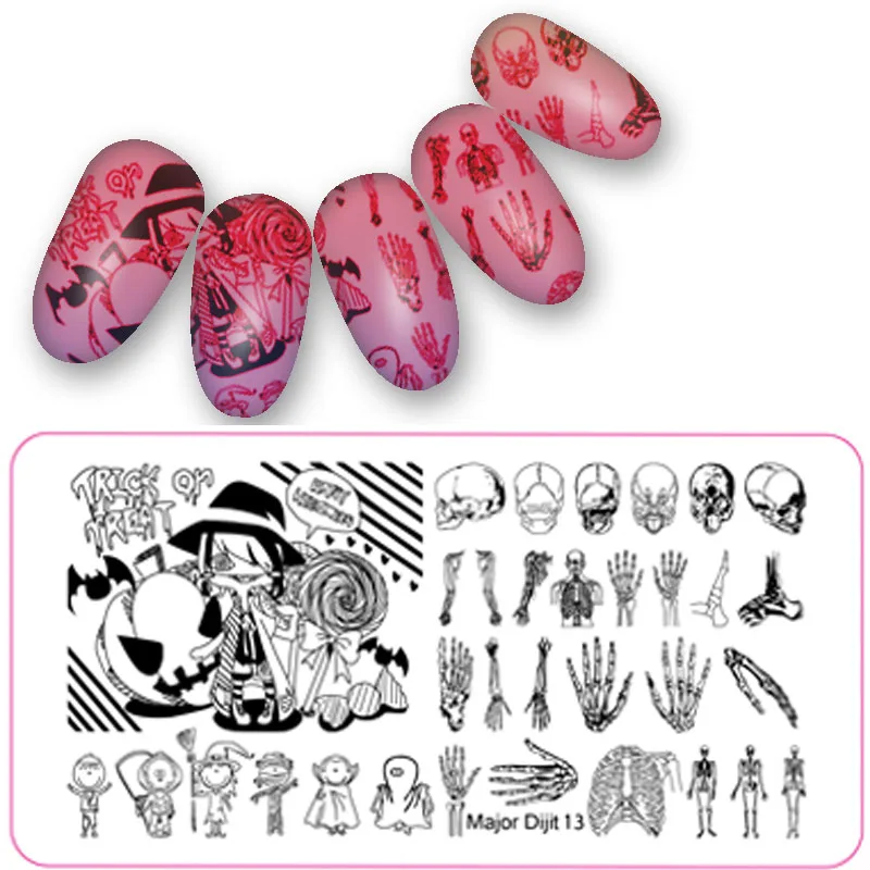 

1PC 6.5*12.5cm Nail Art Stamp Template Halloween Pattern Rectangle Nail template Nail Stamping Plate stencil for nails