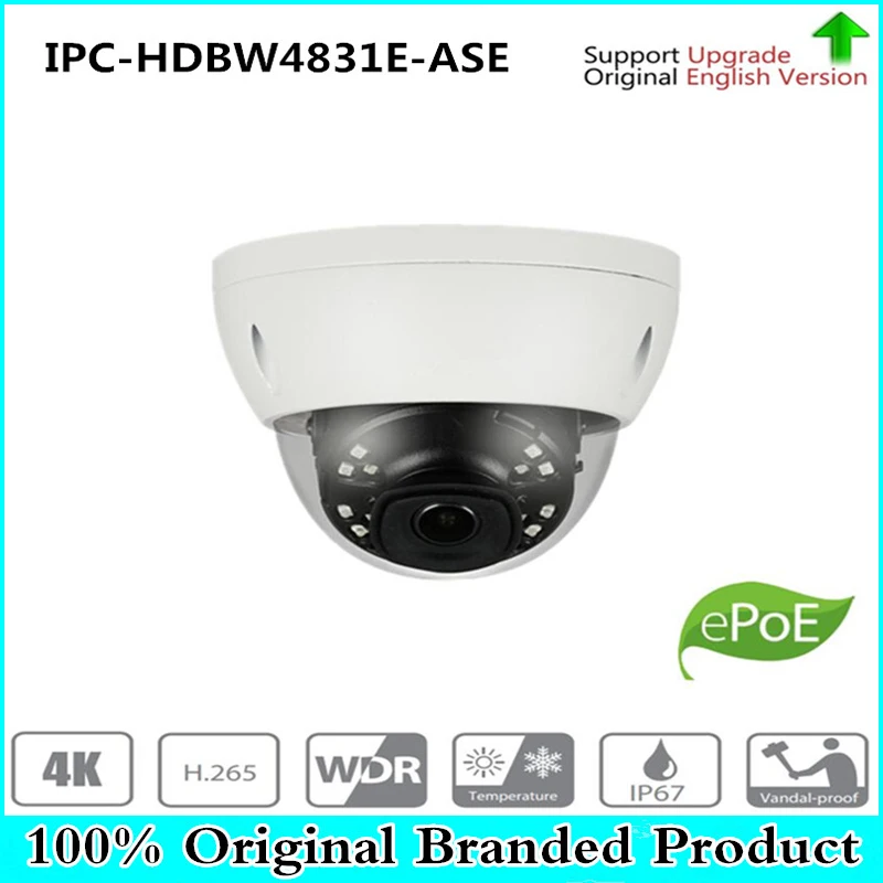 

Original DH English version 4k 8MP IR Mini-Dome Network Camera IP67 IK10 with POE Without Logo IPC-HDBW4831E-ASE free shipping