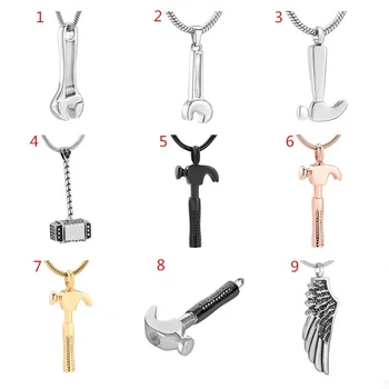 

IJD10528 Stainless Steel Wrench/Hammer Cremation Jewelry Pendants for Ashes Keepsake Memorial Urn Pendant Necklace for Men