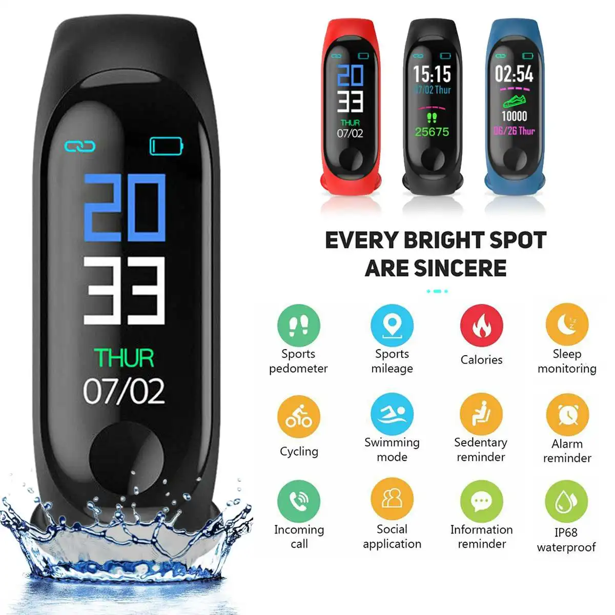 

M3 Smart Watch Heart Rate Monitor Blood Pressure Tracker Smart Bracelet Waterproof Smartwatch Sport Fitness Smart Bracelet Watch