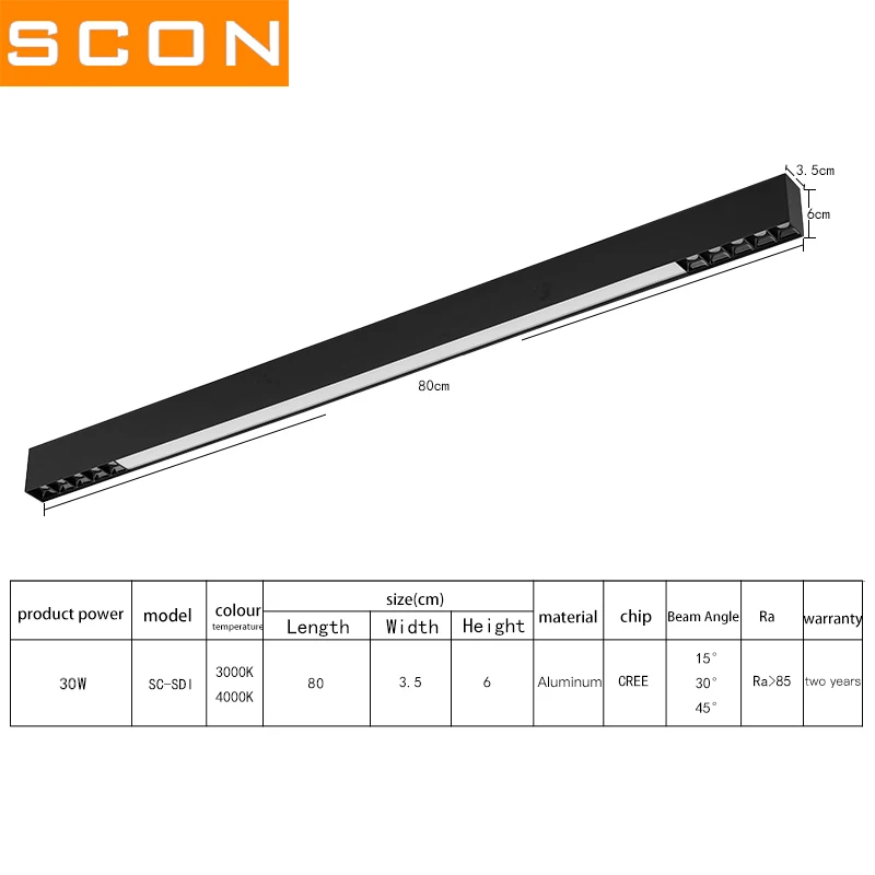 SCON AC 110 240 в 80 см чипы CCT 3000K 4000K естественное освещение 20 Вт 30 Светодиодный