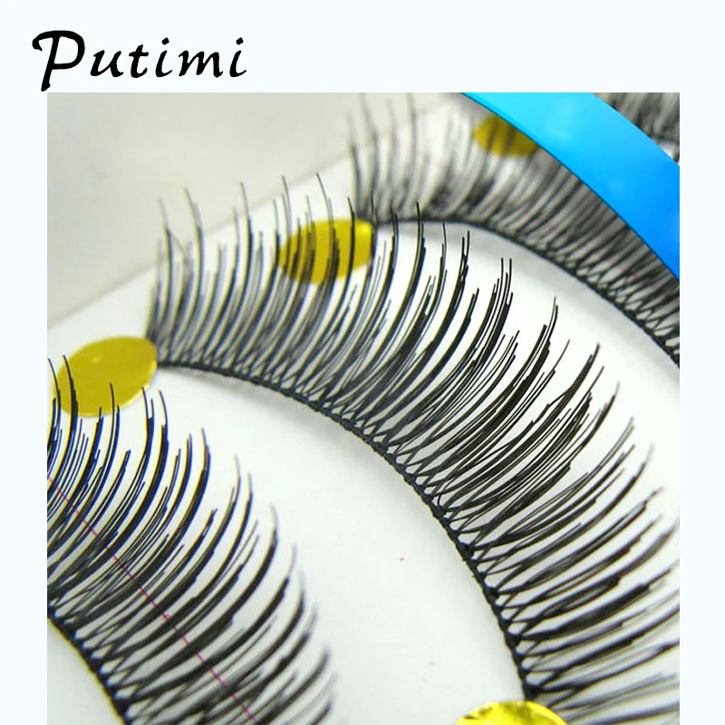 

Putimi 10Pairs/lot False Eyelashes Handmade Cross Long Strip Lashes 3D Fake Eyelashes Extension Makeup Natural Eyelash Faux Mink