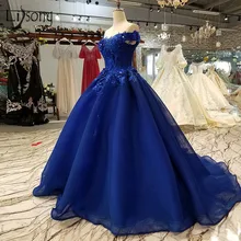 Винтажные ярко-синие вечерние платья с 3D цветком Кристальные кружевные Длинные Выпускные платья Abendkleider платье для вечеринки с бисером Robe Longue