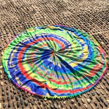 Beach cover up yoga mat beach kaftan ronda de impresión de chorro de tinta bola de pelo toalla de playa Vestidos de Playa Tejidos A Crochet tr1