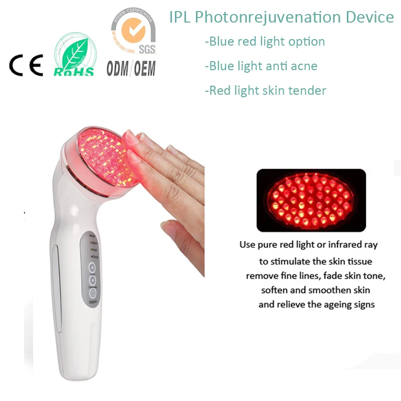 Home Use Handheld PDT Infrared Red Led Light Facial Wrinkle Pigment Freckle Removal Skin