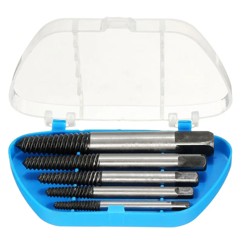 

Excellent Quality Drill Out Damaged Screw Extractor Out Remover Handymen Broken Bolt Stud Removal Tool Kit 5Pcs With Case