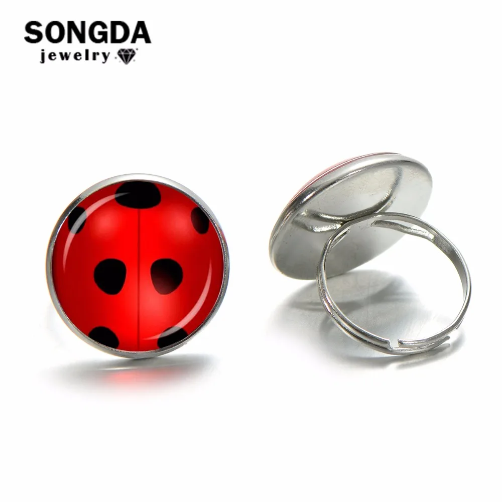 

SONGDA Anime Pokemon Go Theme Ring Monster Poke Ball Instinct Valor Mystic Power Glass Dome Alloy Adjustable Ring for Boys Girls