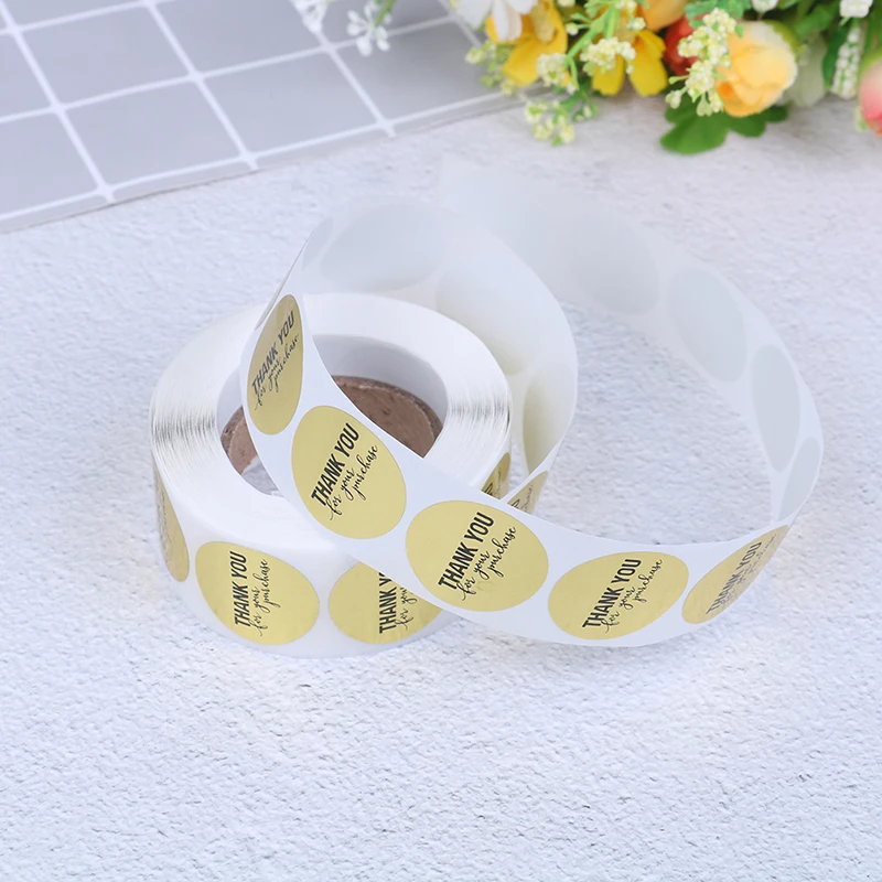 

500pcs/Roll Round Gold "THANK YOU for your purchase" Stickers seal labels Labels stickers scrapbooking for Package stationery