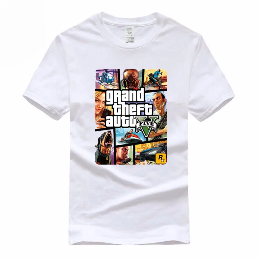 Игра Gta 5 хлопковые футболки Grand Theft Auto футболка Camisetas Hombre Gta Vice City футболка Homme GMT005 - Цвет: White A