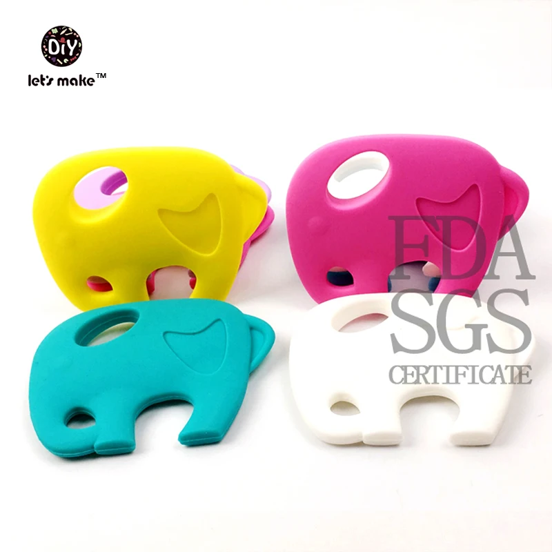 

Let's Make Silicone Teething Necklace Pendant 5PC Elephant Large Elephant 5PC Silicone Teething Chew Pendant Necklace Pendants