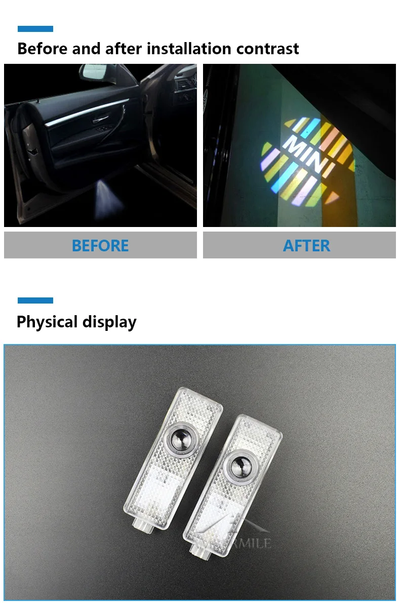  LED Car Door Shadow Light Laser Projector Logo Welcome Lights for Mini Cooper Countryman Accessories Car Styling (4)