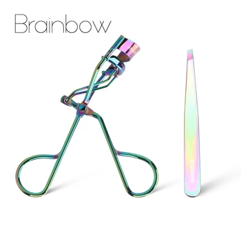

Brainbow 2pcs/Pack Makeup Tools Kit Eyelash Curler Pro Handle Eye Curling Eyelashes Eyebrow Tweezer for Hair Removal Eye Beauty