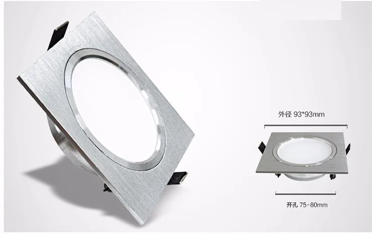 2.5inch Downlight LED 6w 9w 12w 220v Nature White Square Recessed LED Lamp Spot Light for Living Room Foyer Bedroom Kitchen