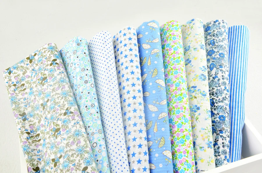 FREE SHIPPING 50cmx50cm 9 pieces&quotCute Blue&quot Cotton Fabric Fat Quarters Scrapbooking Sewing Cloth Patchwork W3B5 4|diy patchwork|sewing