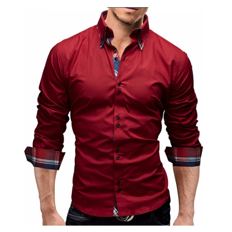 F-SFRWA, мужская рубашка, весна, бренд, деловая мужская приталенная рубашка, мужская рубашка с длинным рукавом, Повседневная рубашка, Camisa Masculina, XXXL