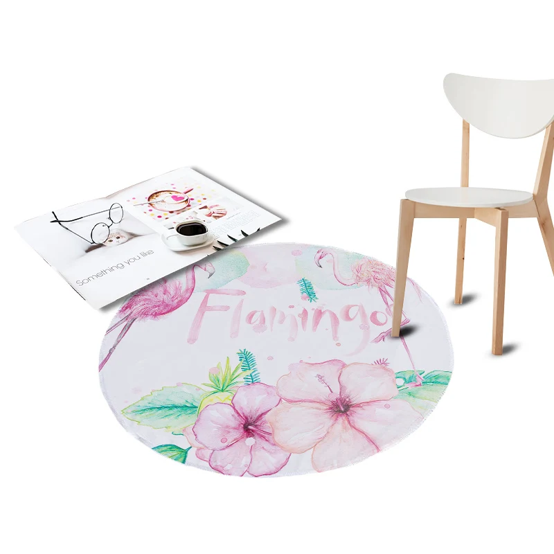 Фламинго Печатный коралловый бархатный коврик на стул и на пол большой круглый ковер для гостиной детской спальни тропические растения наружные коврики - Цвет: 11