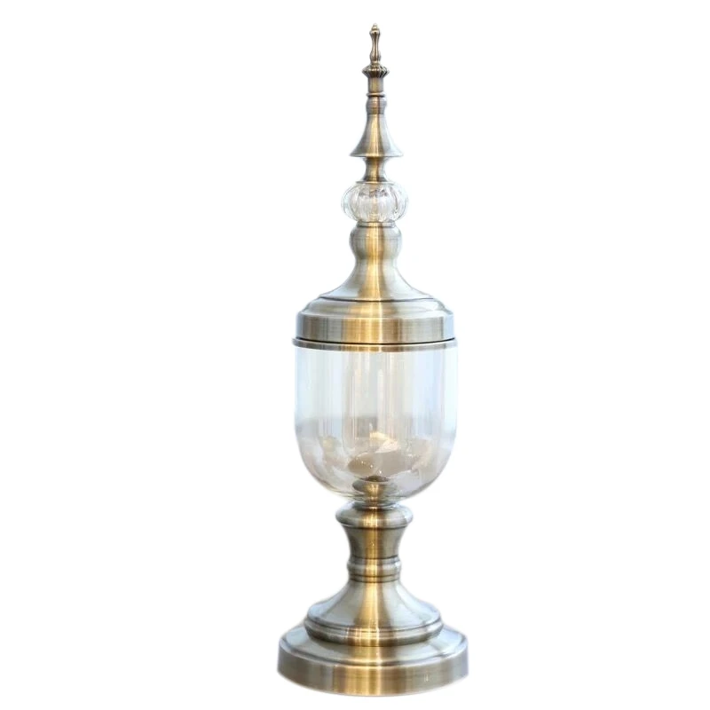 

European Retro Glass Metal Vase Modern Artist Residence Decorative Artificial Flower Wedding Vase Gold Metal + Glass