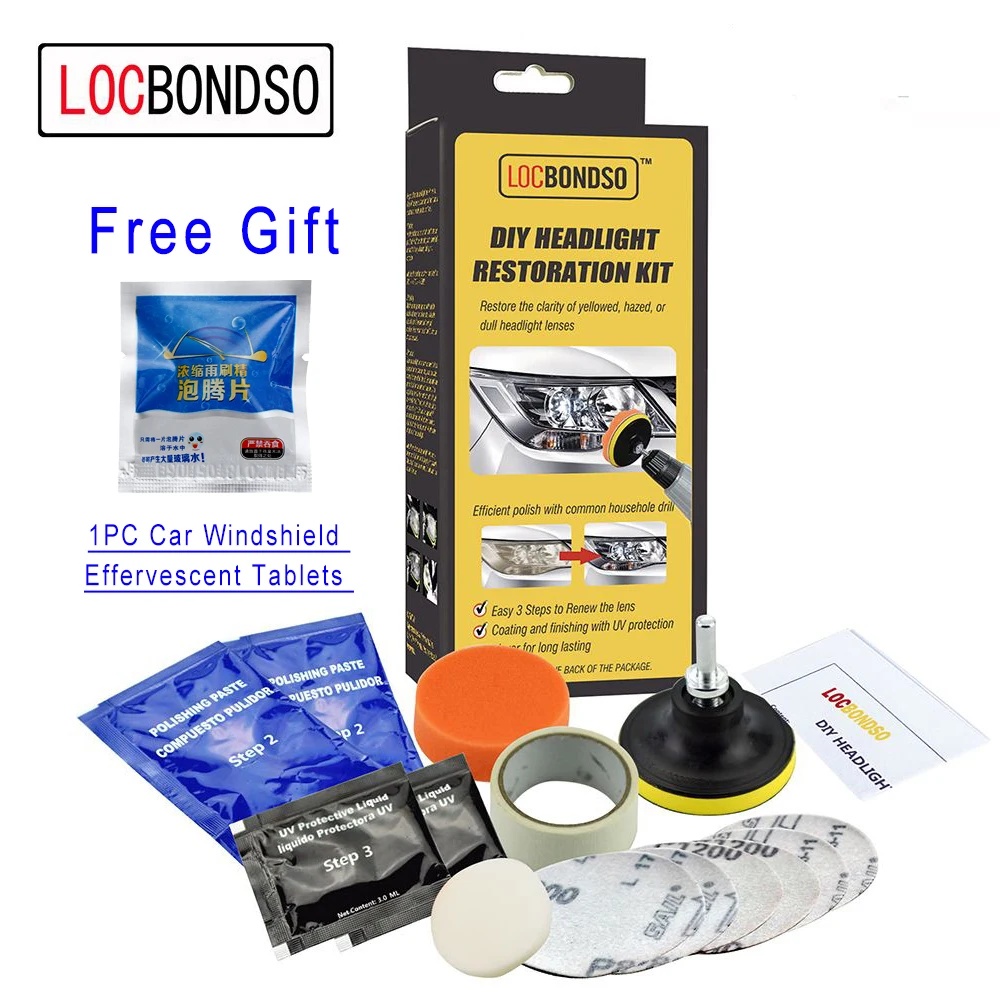 LocBondso Headlight Restoration Kit DIY Headlamp Brightener Car Polish