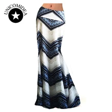 Европейский Стиль Женская летняя юбка макси Бохо длинная высокая тонкая талия тонкая сексуальная пляжная юбка фасона "Русалка" S-XXXL