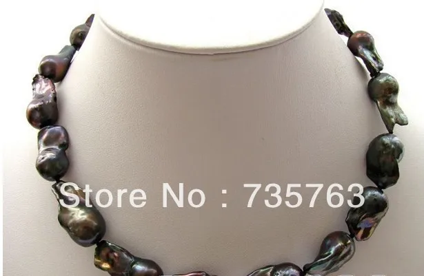 

xiuli 00902 21-23mm baroque black keshi reborn pearl necklace