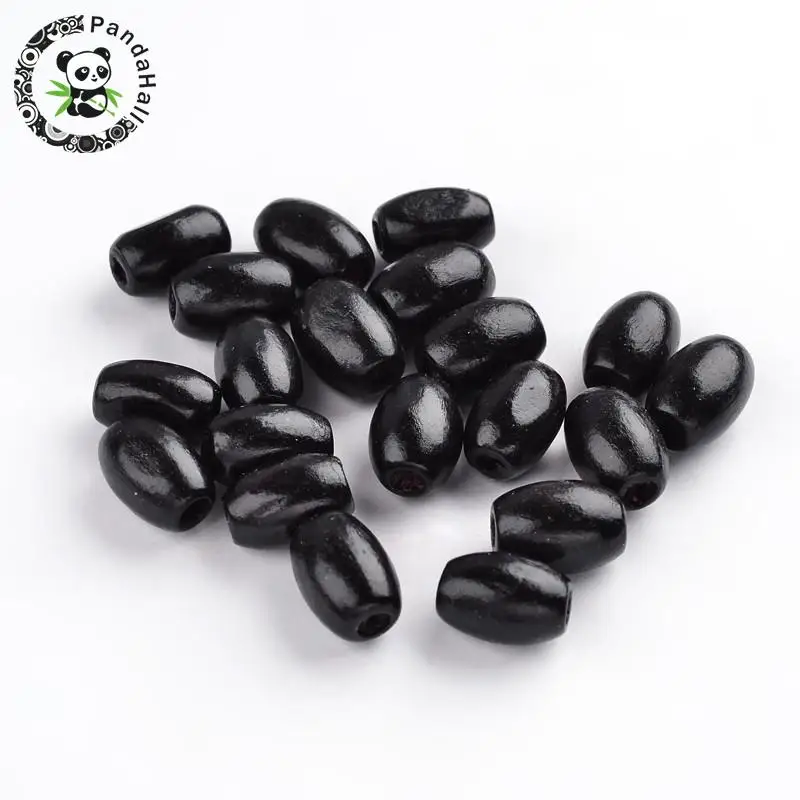 

Lead Free Wood Beads, Oval, Nice for Children's Day Gift Making, Dyed, Black, Size: about 8mm wide, 12mm long, hole: 3mm