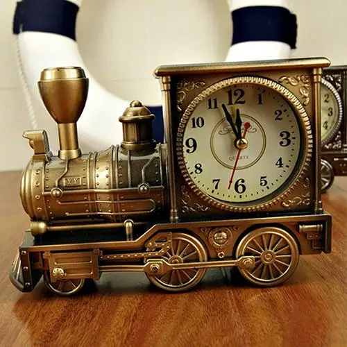Antique Digital Locomotive Train Alarm Clock Stylish Personality Engine Design Model Student Table Clock Creative Kids Gift 1