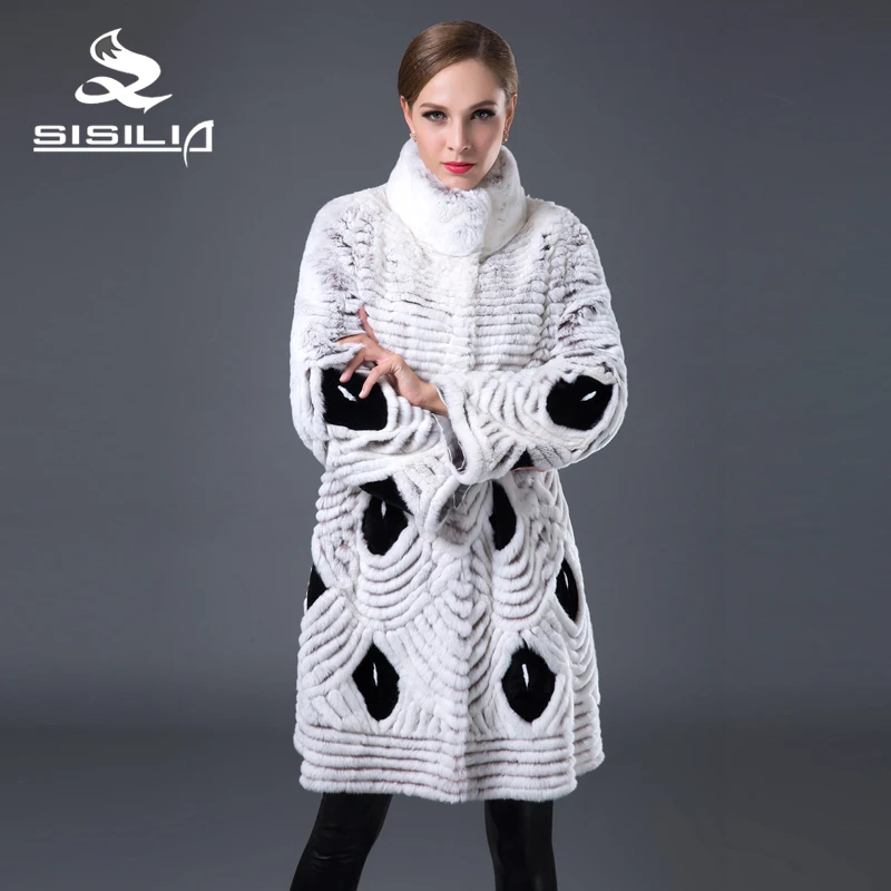 Sisilia 2016 Новинка кролика рекс Мех животных Пальто для будущих мам Для женщин