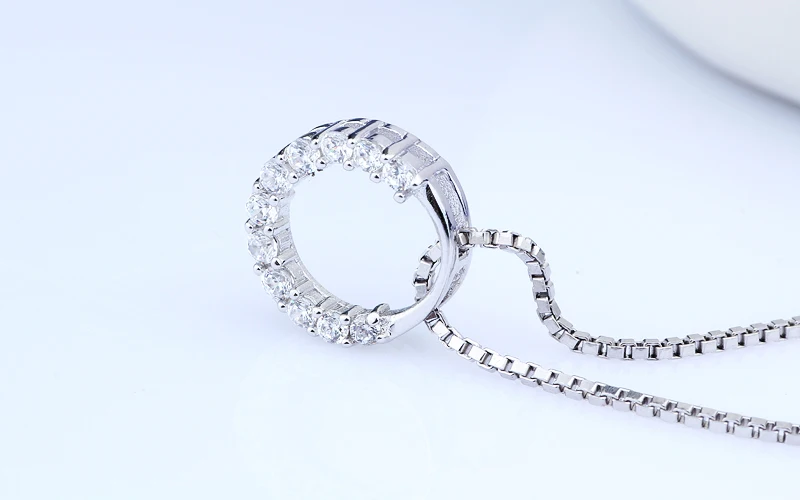 Sinya 925 sterling Silver pendant necklace Fashion Ring round design with 18inch sterling silver box chain for women girls lover (3)